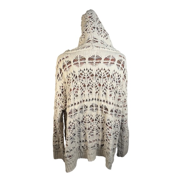 POL Almond White Soft Knit Pom Pom Drawstring Sweater Hoodie Small - Picture 4 of 10